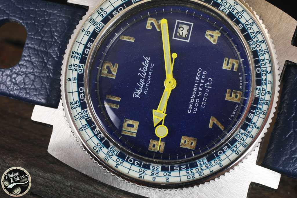 PHILIP WATCH CARIBBEAN 1500 SQUARE BLUE RARE DIVING WATCH 1970s 7 image 409