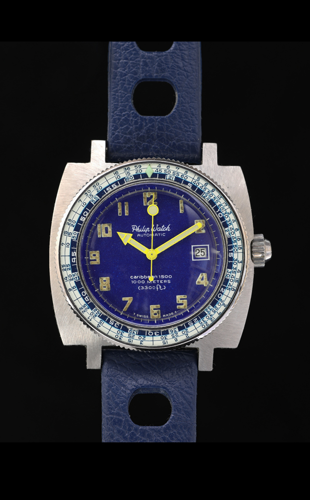 PHILIP WATCH CARIBBEAN 1500 SQUARE BLUE RARE DIVING WATCH 1970s 2 image 412