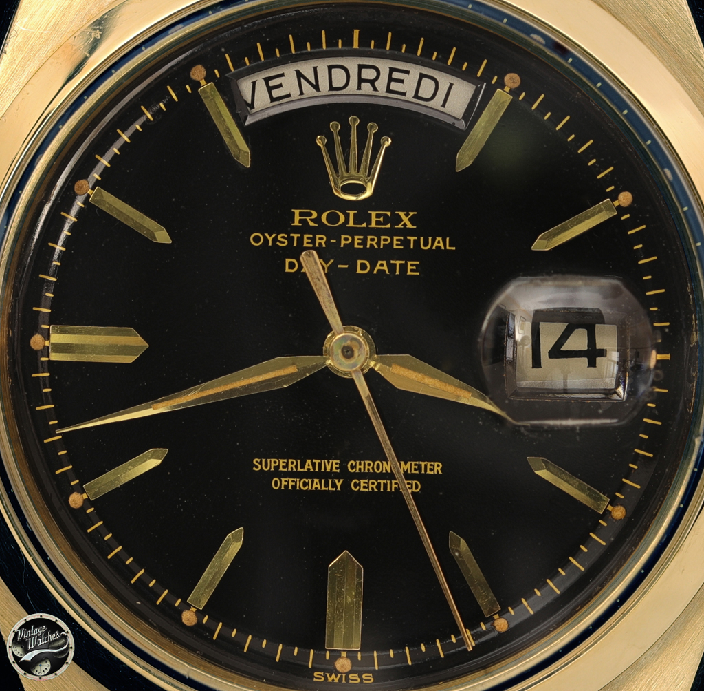 Rolex Daydate ref. 6612B with Black Dial Gilt Gold Writings and Big Logo Bracelet 4 6612 B1quad rid