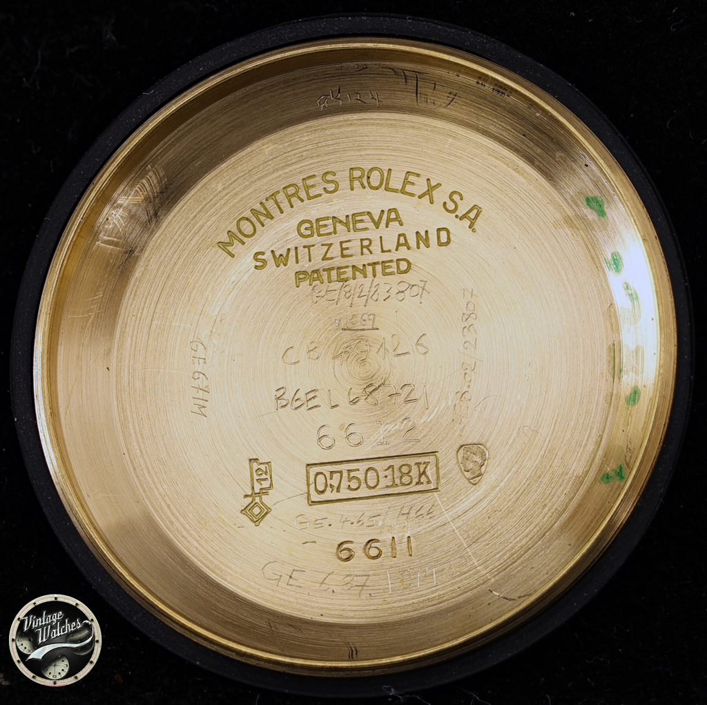 Rolex Daydate ref. 6612B with Black Dial Gilt Gold Writings and Big Logo Bracelet 9 6612B fondello int rid